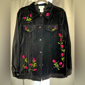 Quacker Factory velvet jacket medium beautiful roses!